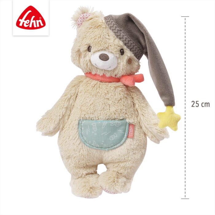 Fehn Kuscheltier Bär Bruno – Weicher Teddybär für Neugeborene als Einschlafhilfe - Stofftier zum Greifen, Fühlen - Image 3